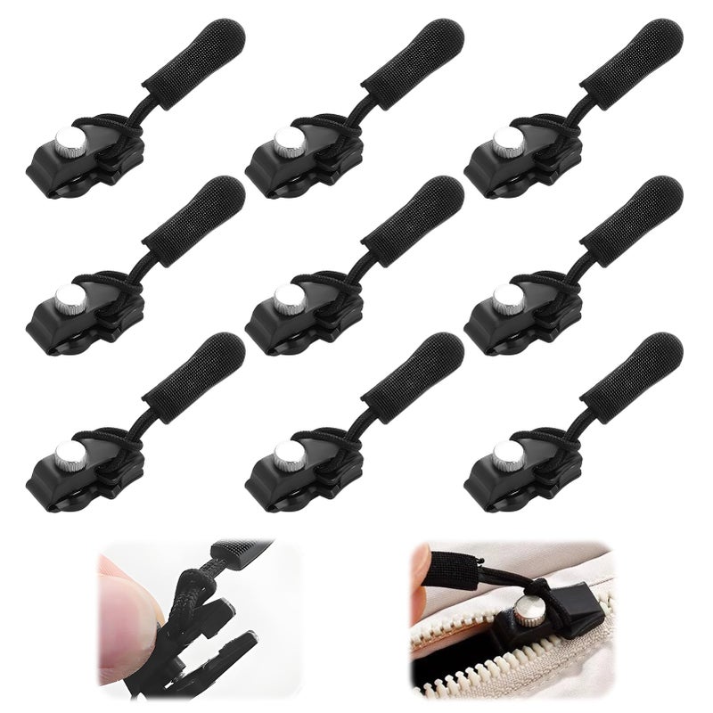9PCS Zipper Repair Kit Zipper Slider Replacement Zippers Set 3 Sizes Instant Zip Fixer #3#5#7#8#10 Zips Extension & Fixing Zip Puller for Luggage Backpacks Jackets Jeans No Tools Needed Xmas Gifts